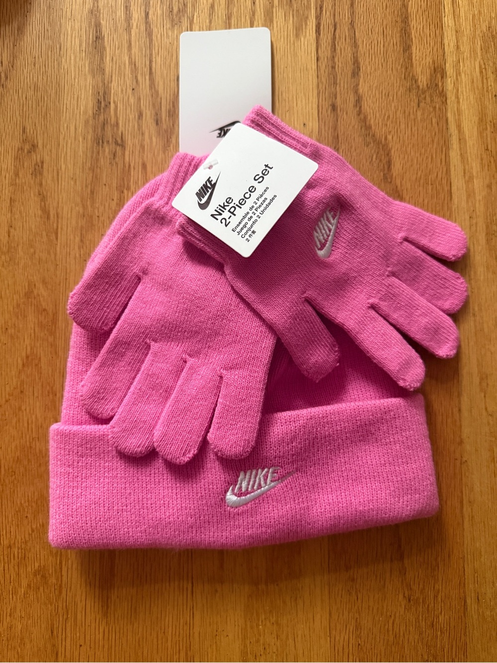 Nike Hot Pink Knit Beanie and Glove Set BNWT